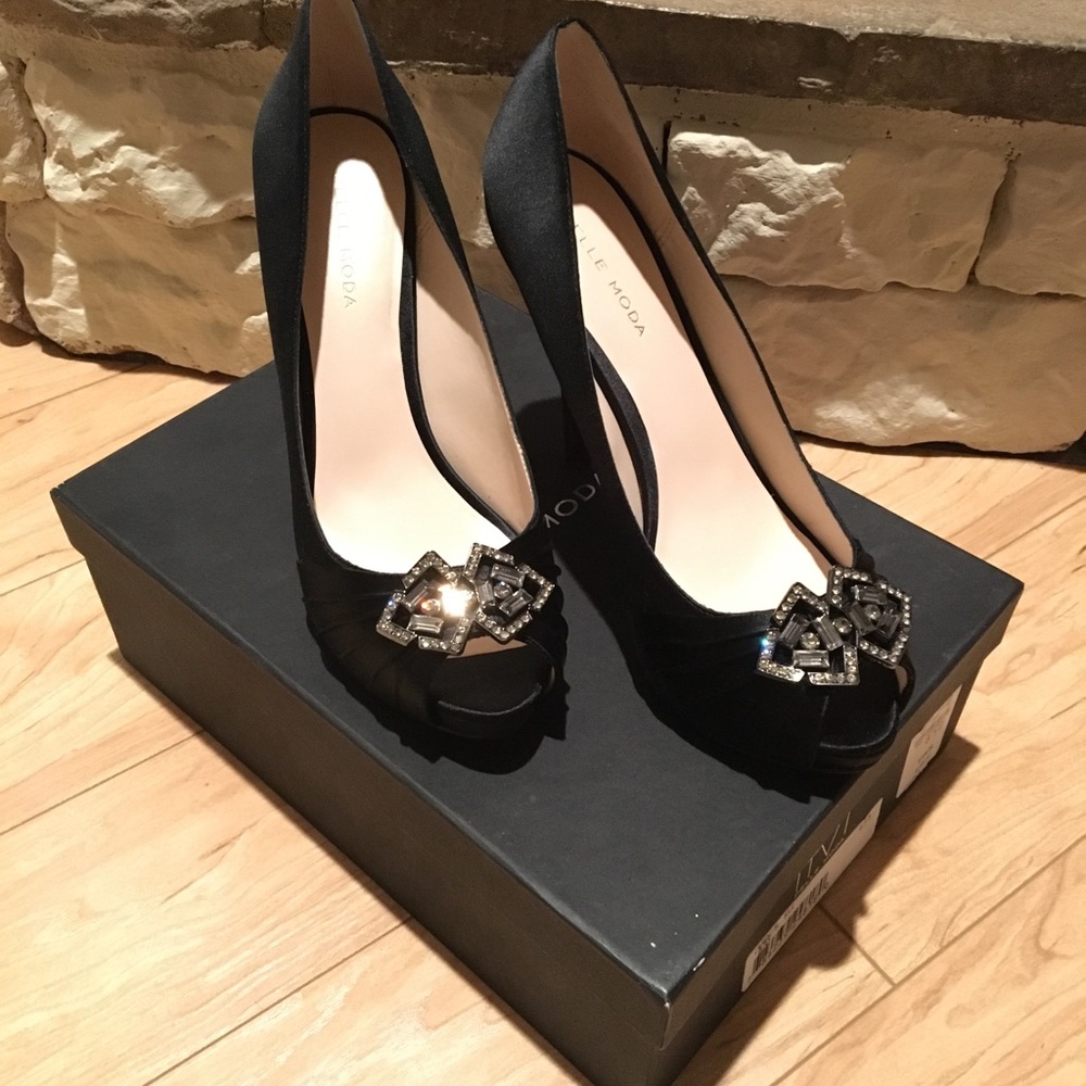 Pelle Moda Black Silk Heels